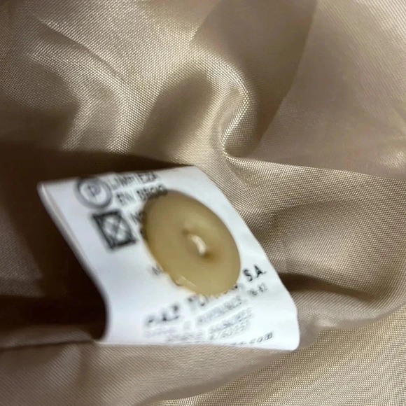 PAZ TORRAS LINEN CROPPED PEPLUM SHIMMERY GOLD COLOR BLAZER  made in Milan? - Picture 13 of 17